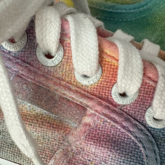 🏳️‍🌈 EUC PRIDE TIE-DYE SUPERGA 2790 Platform -  Size 37.5 (Fits is 7.5) 🏳️‍🌈 - Picture 2 of 10